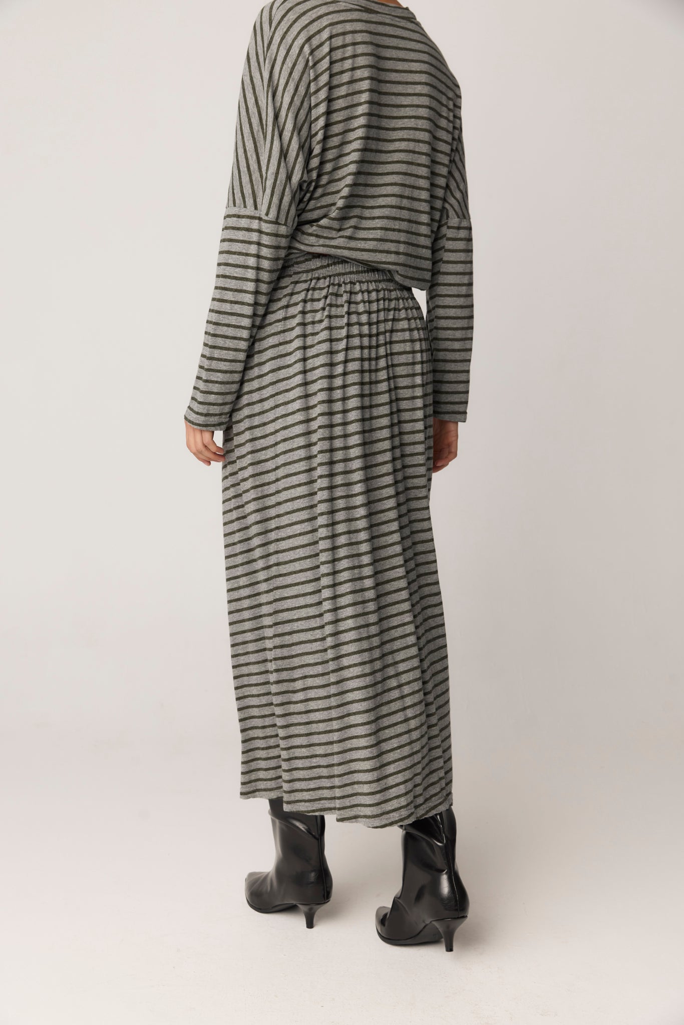 STRIPE SKIRT - GREY & MOSS