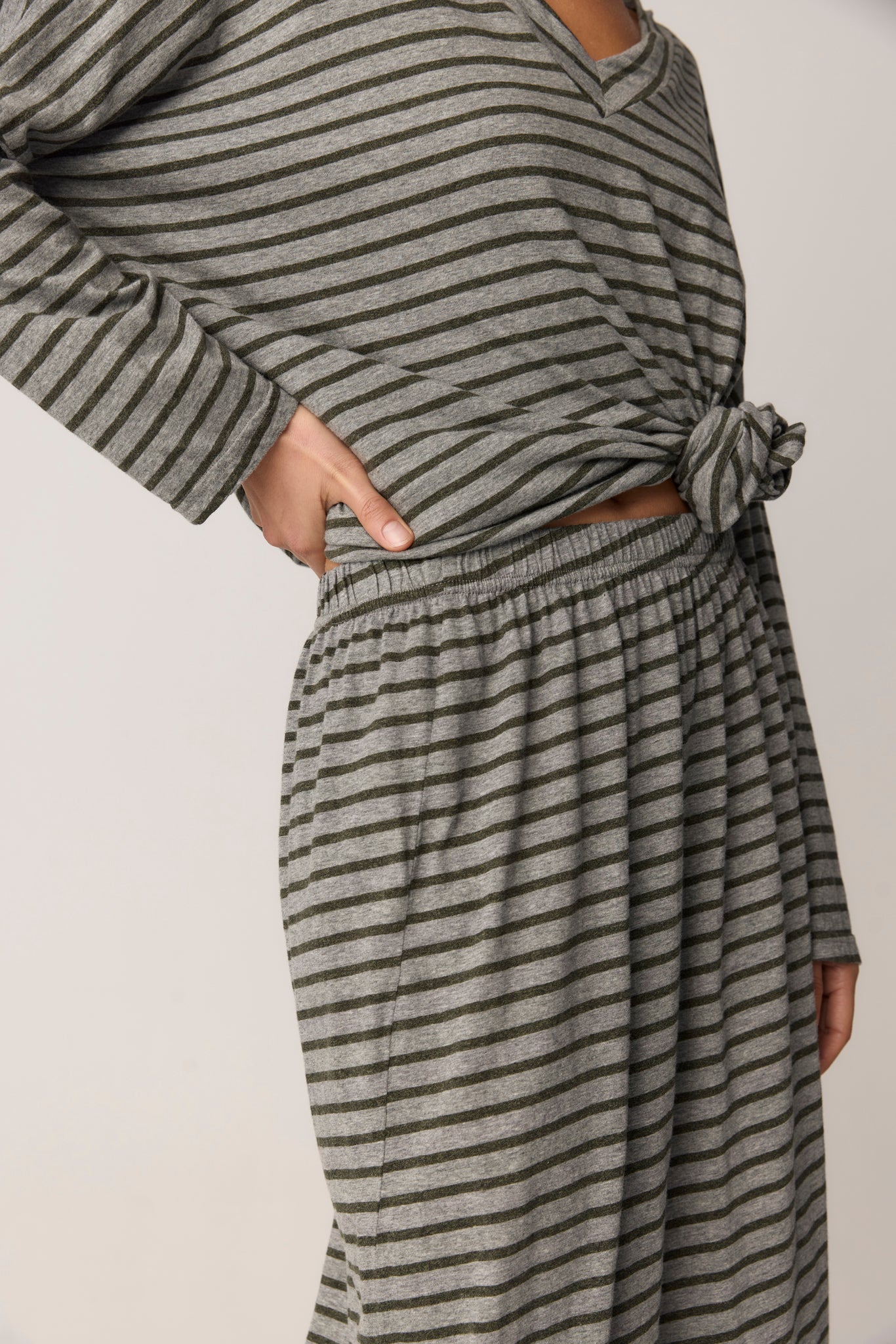 STRIPE SKIRT - GREY & MOSS