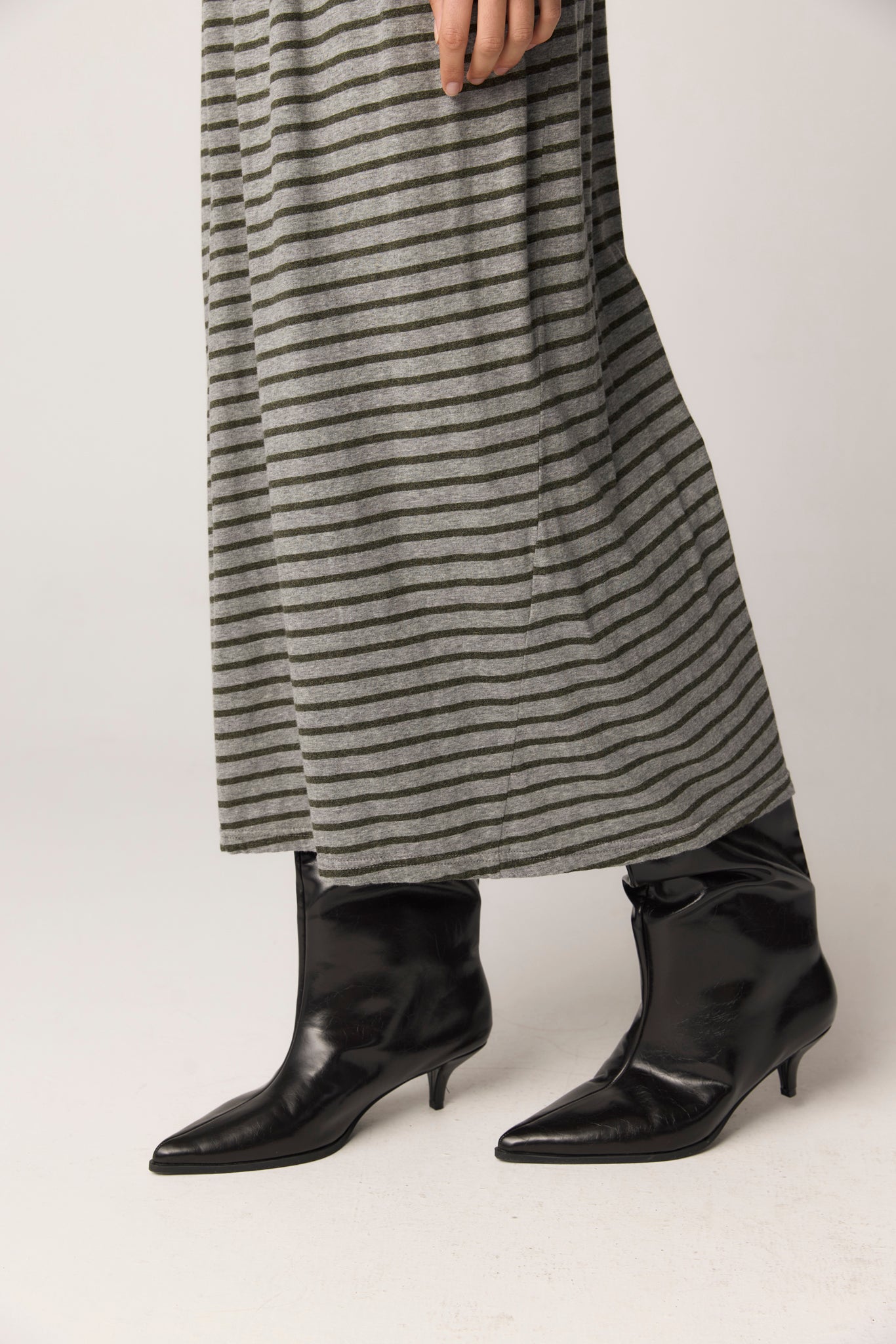STRIPE SKIRT - GREY & MOSS