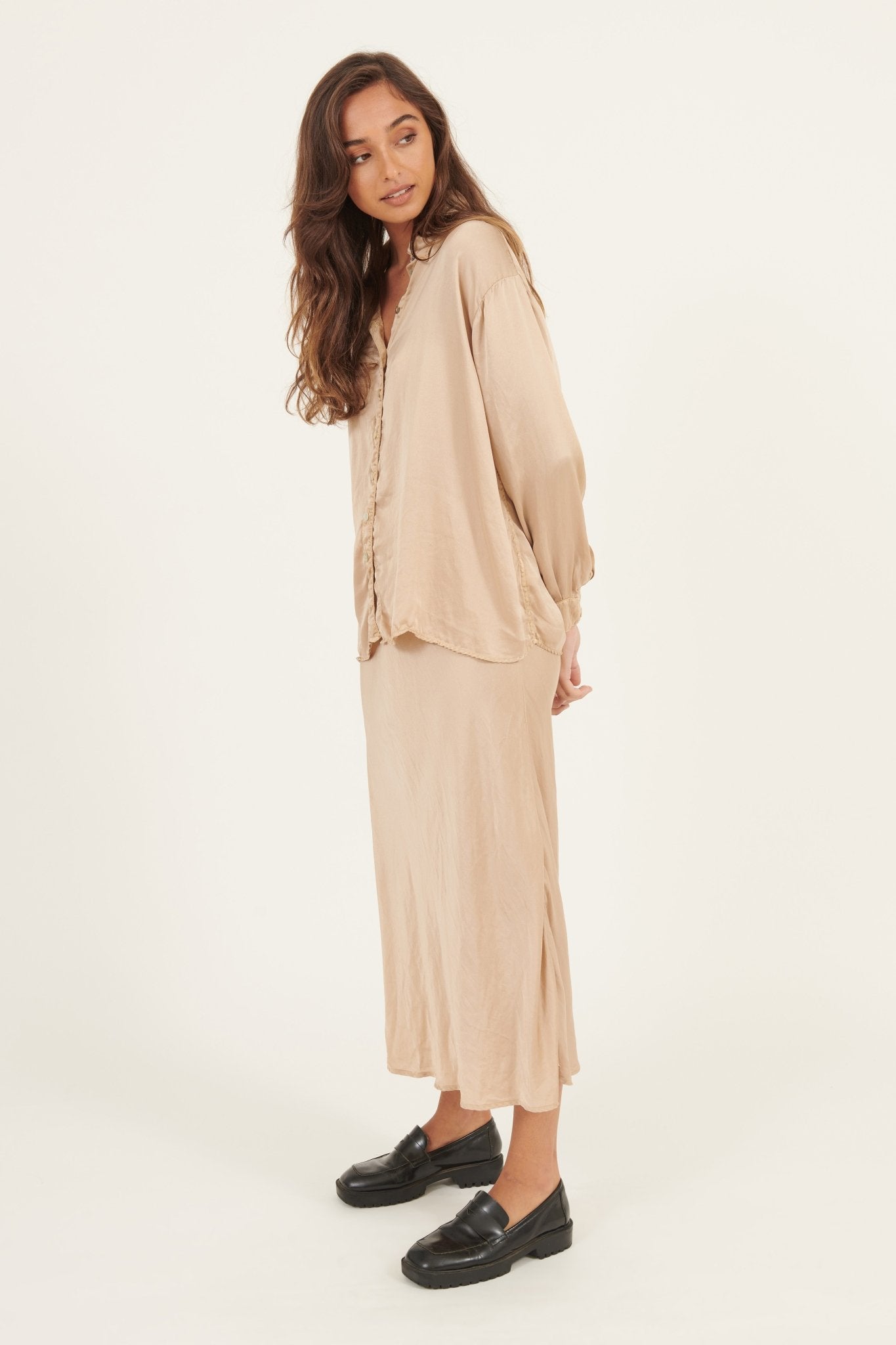 BIAS LONG SKIRT - GOLDEN - Primness