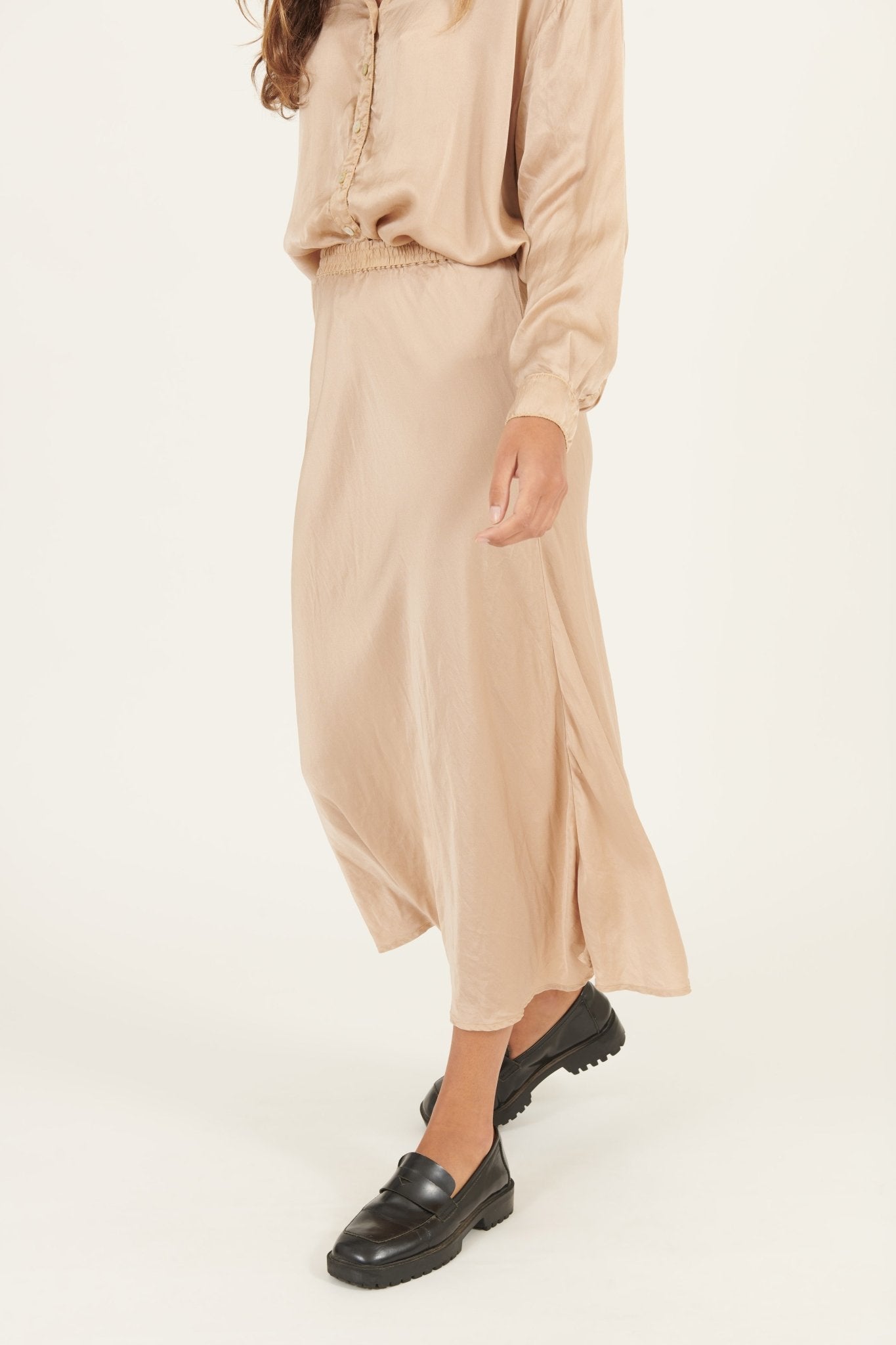 BIAS LONG SKIRT - GOLDEN - Primness