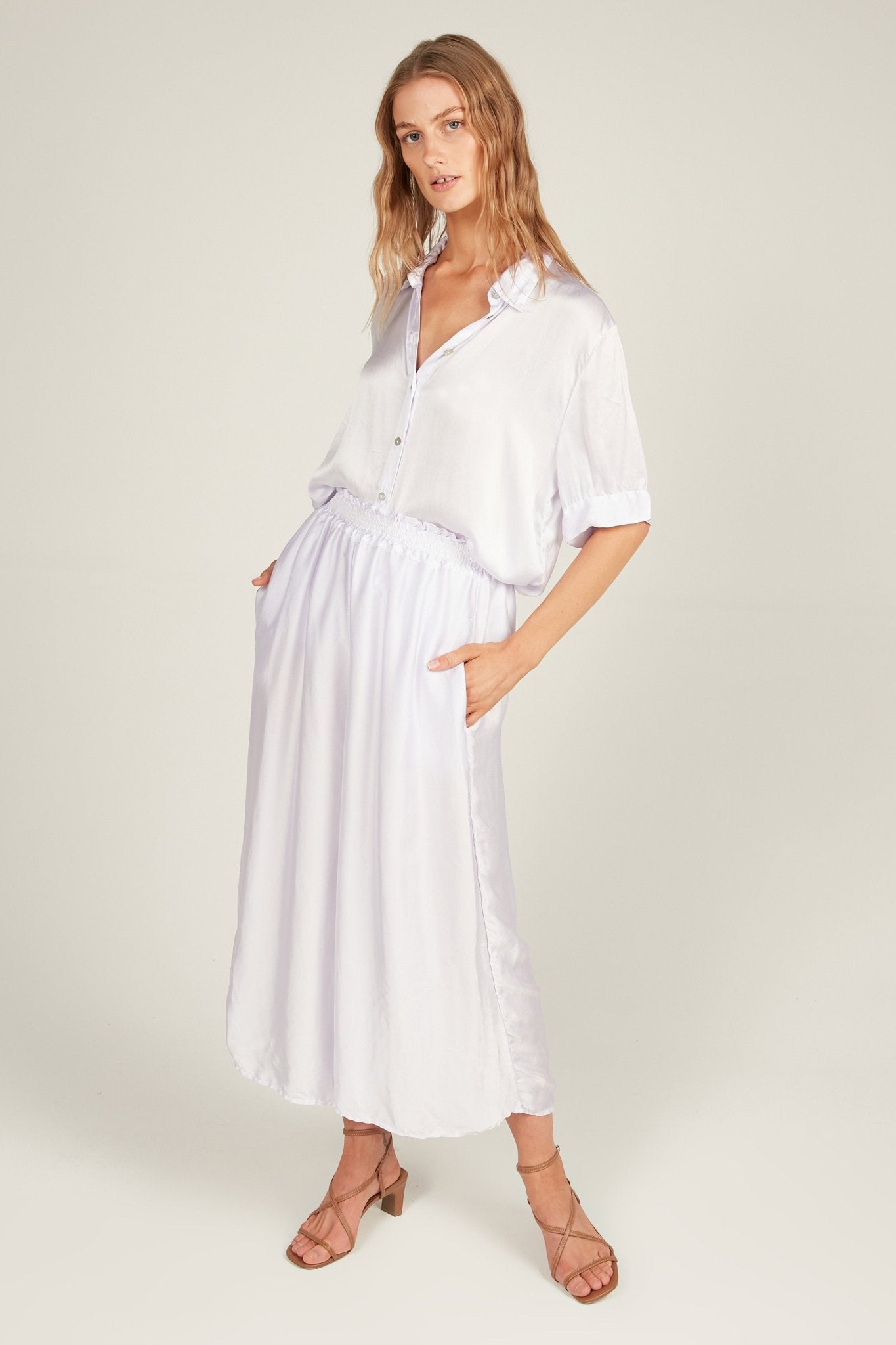 GLOSSED LOOSE PANT - BLANC - Primness