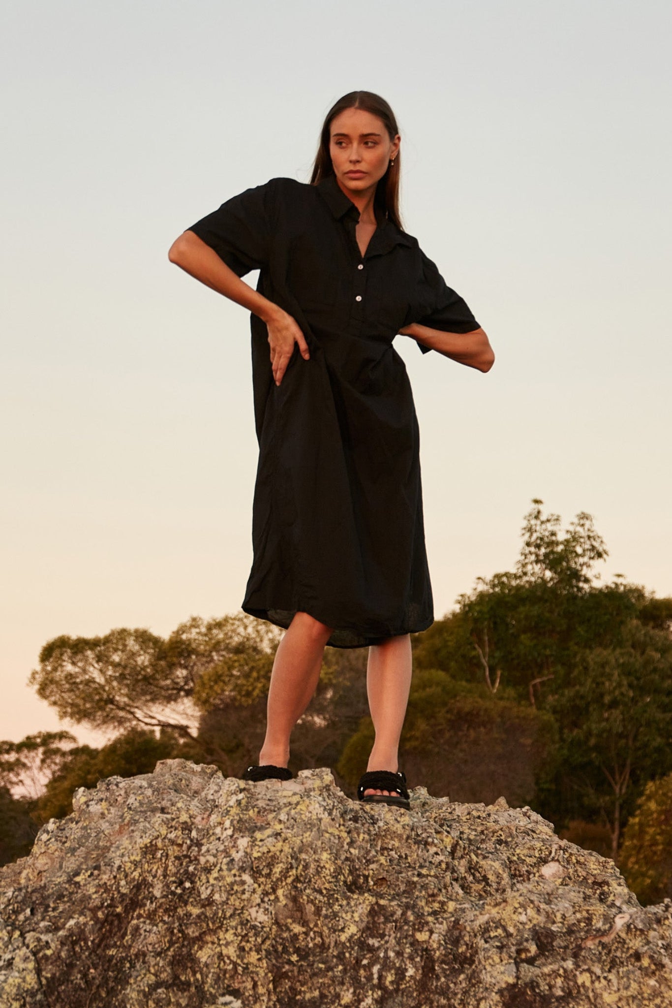 LALA SHIRT DRESS - NOIR