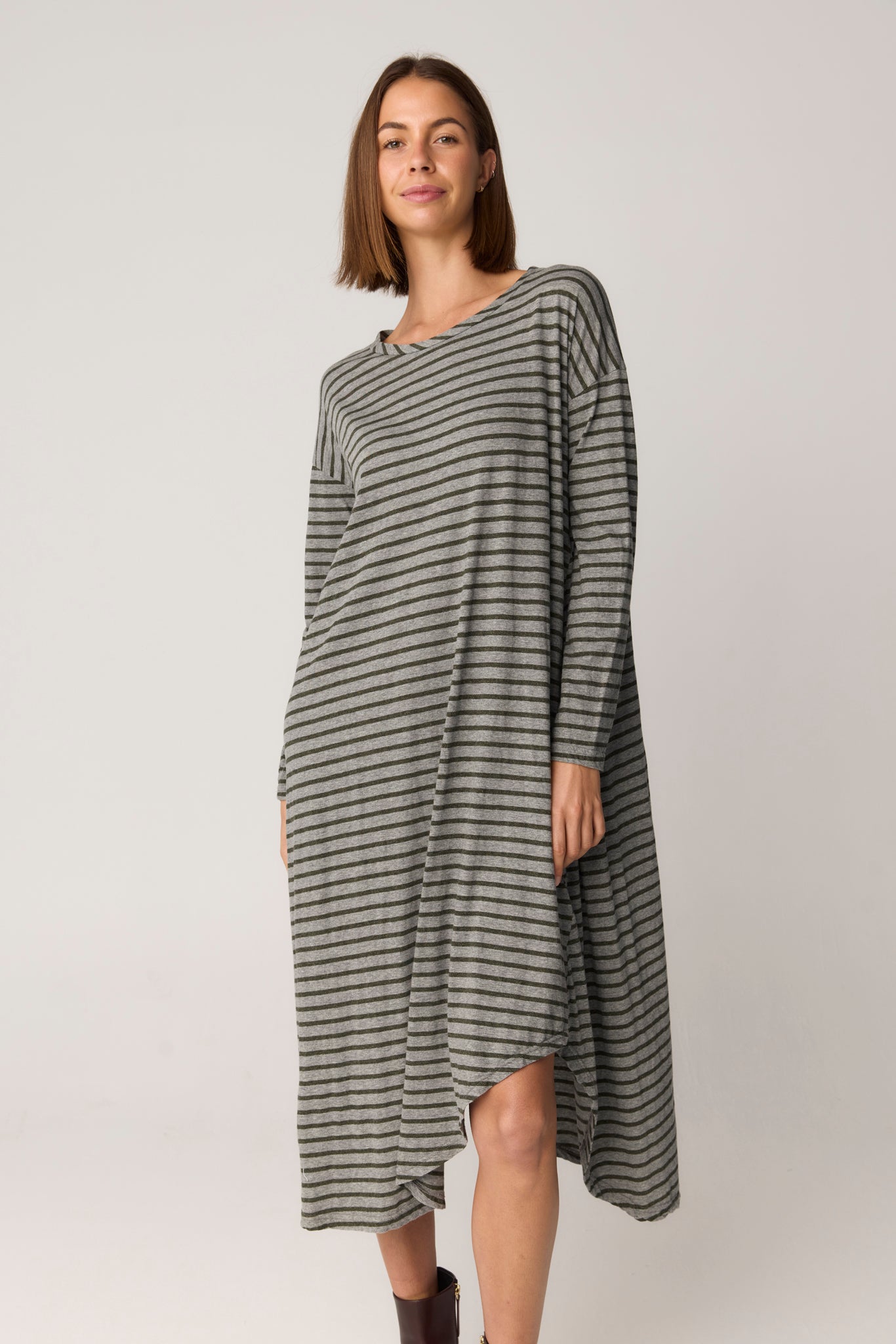 PIQI DRESS - GREY & MOSS
