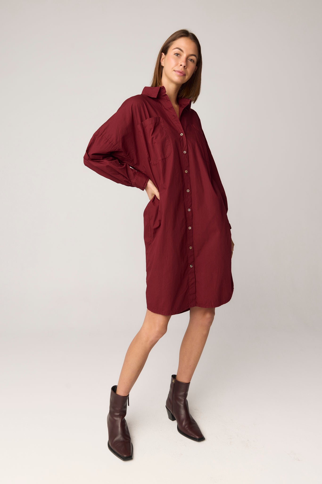 BOBO SHIRT DRESS - RUBY RED