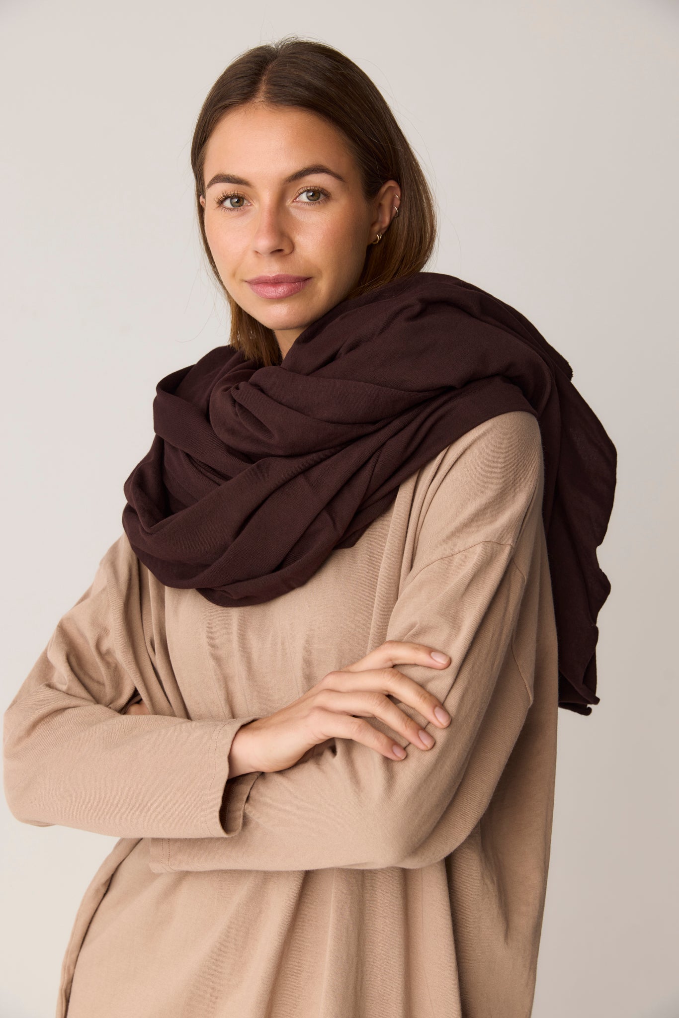 WRAPPED SCARF - GANACHE