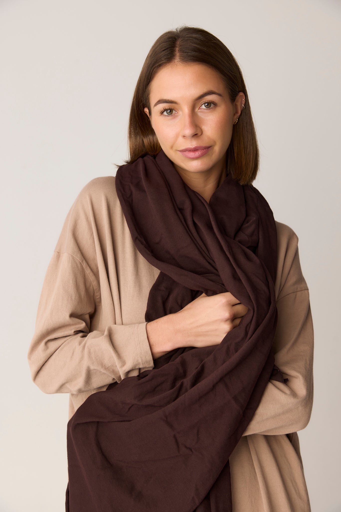 WRAPPED SCARF - GANACHE