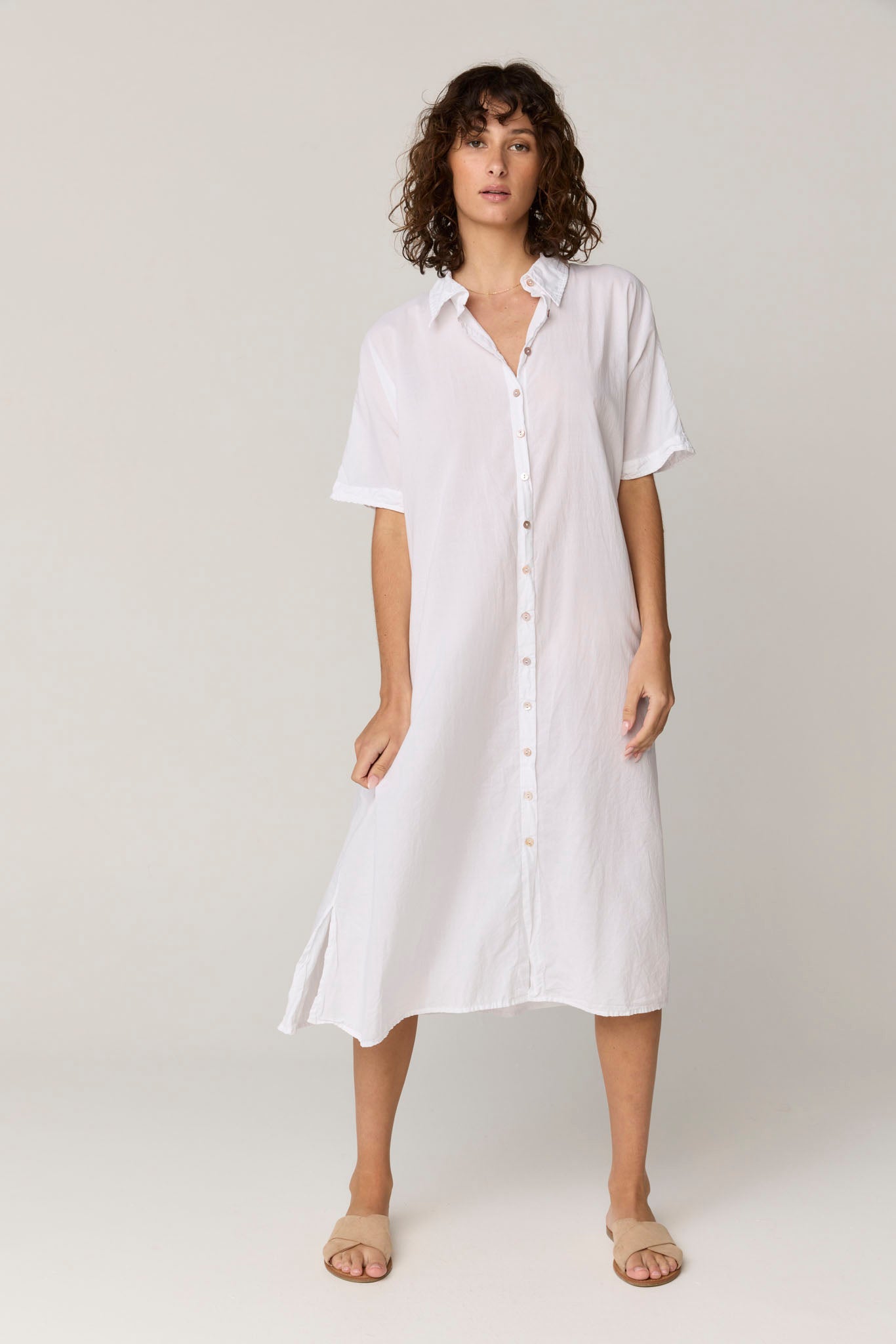 DEVOILE SHIRT DRESS - BLANC