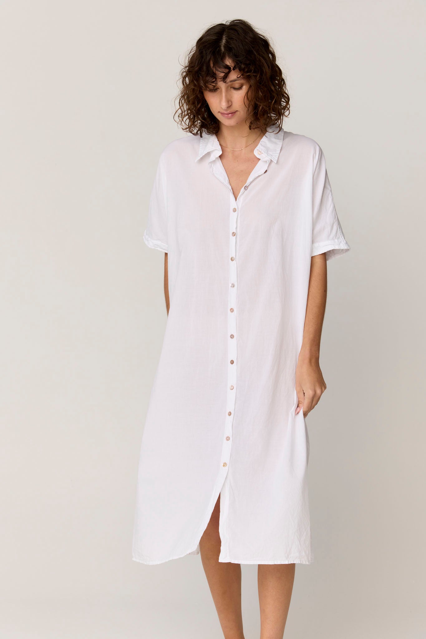 DEVOILE SHIRT DRESS - BLANC
