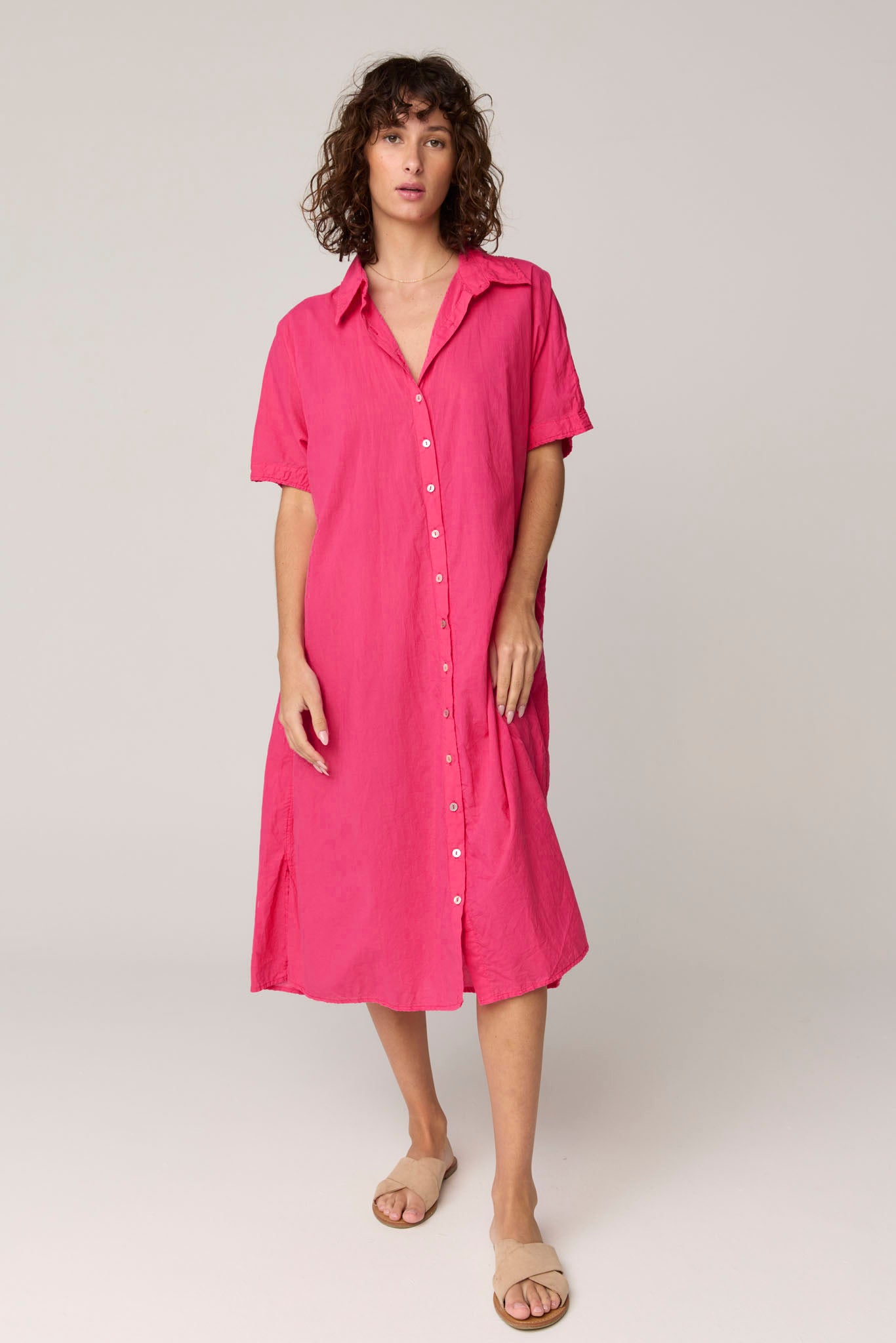 DEVOILE SHIRT DRESS - RASPBERRY