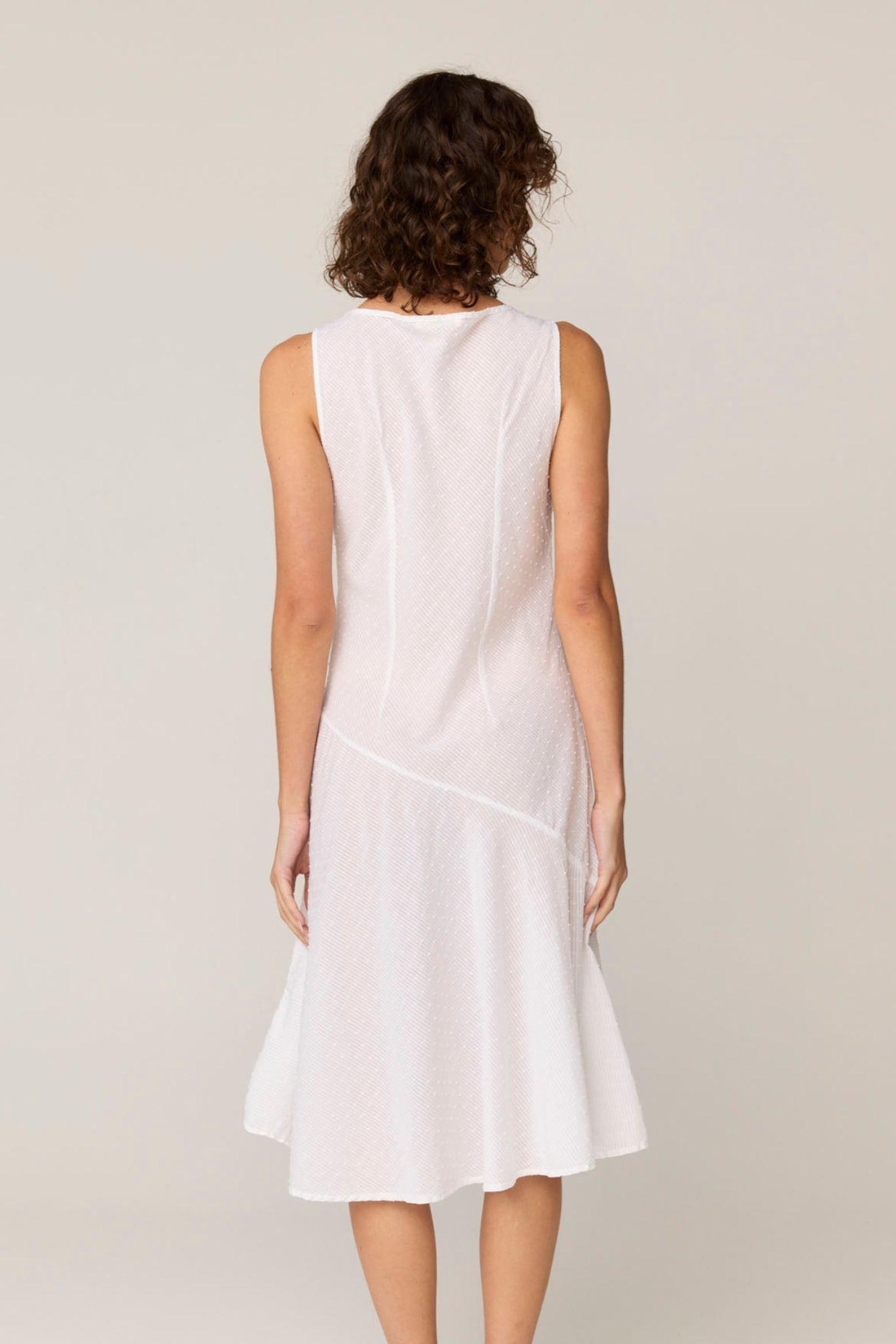 FLOCKY BIAS DRESS - BLANC