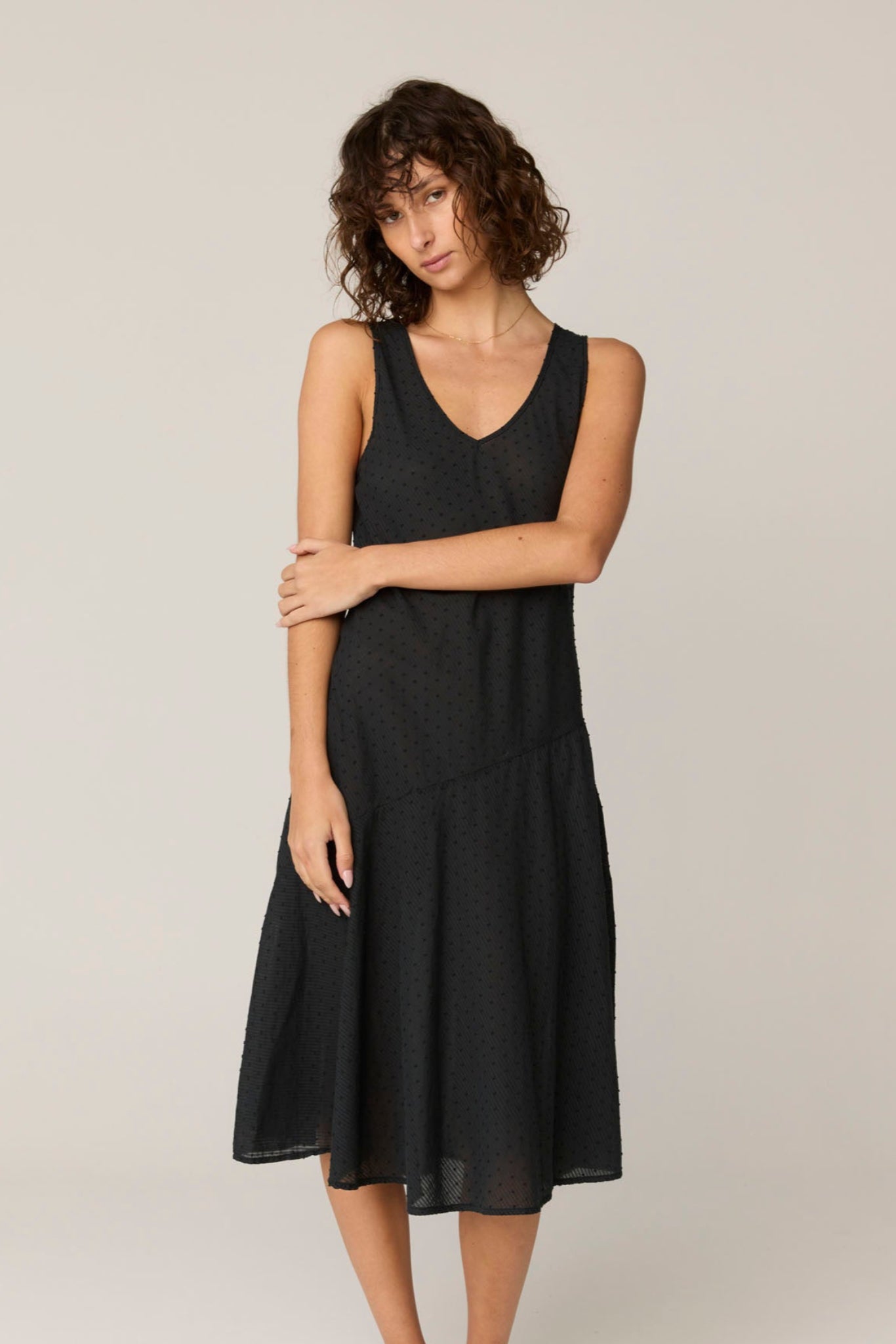 FLOCKY BIAS DRESS - NOIR
