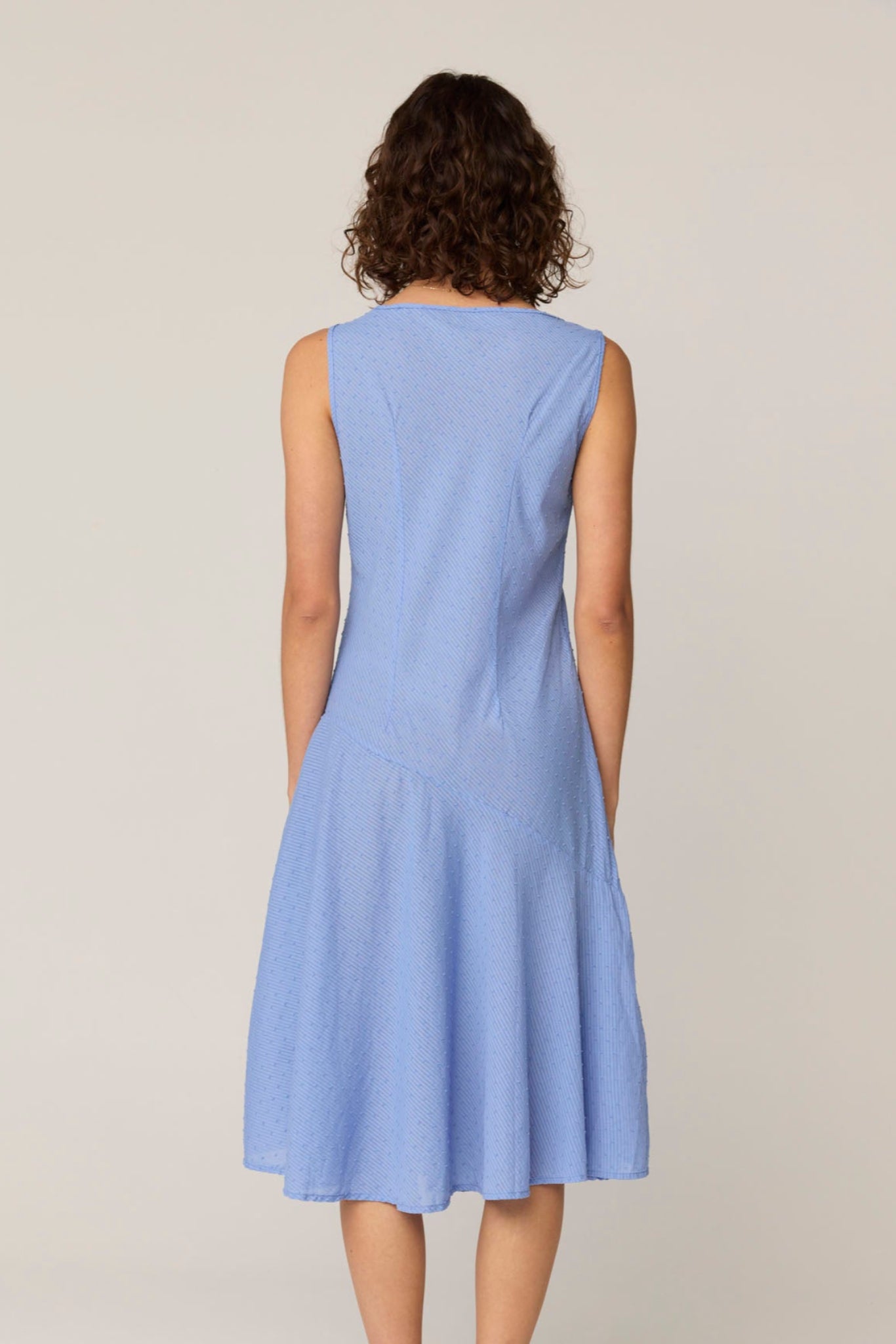 FLOCKY BIAS DRESS - CORNFLOWER