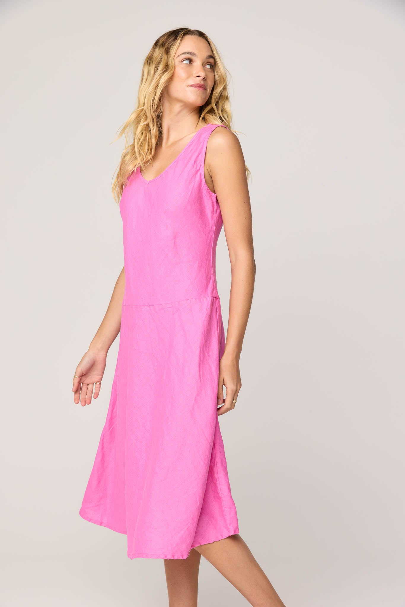 PALM BIAS DRESS - WATERMELON