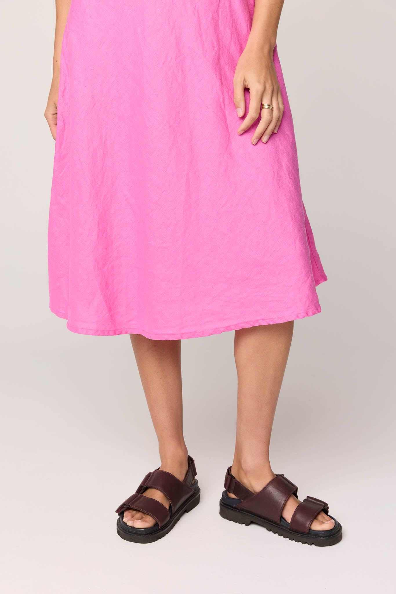 PALM BIAS DRESS - WATERMELON