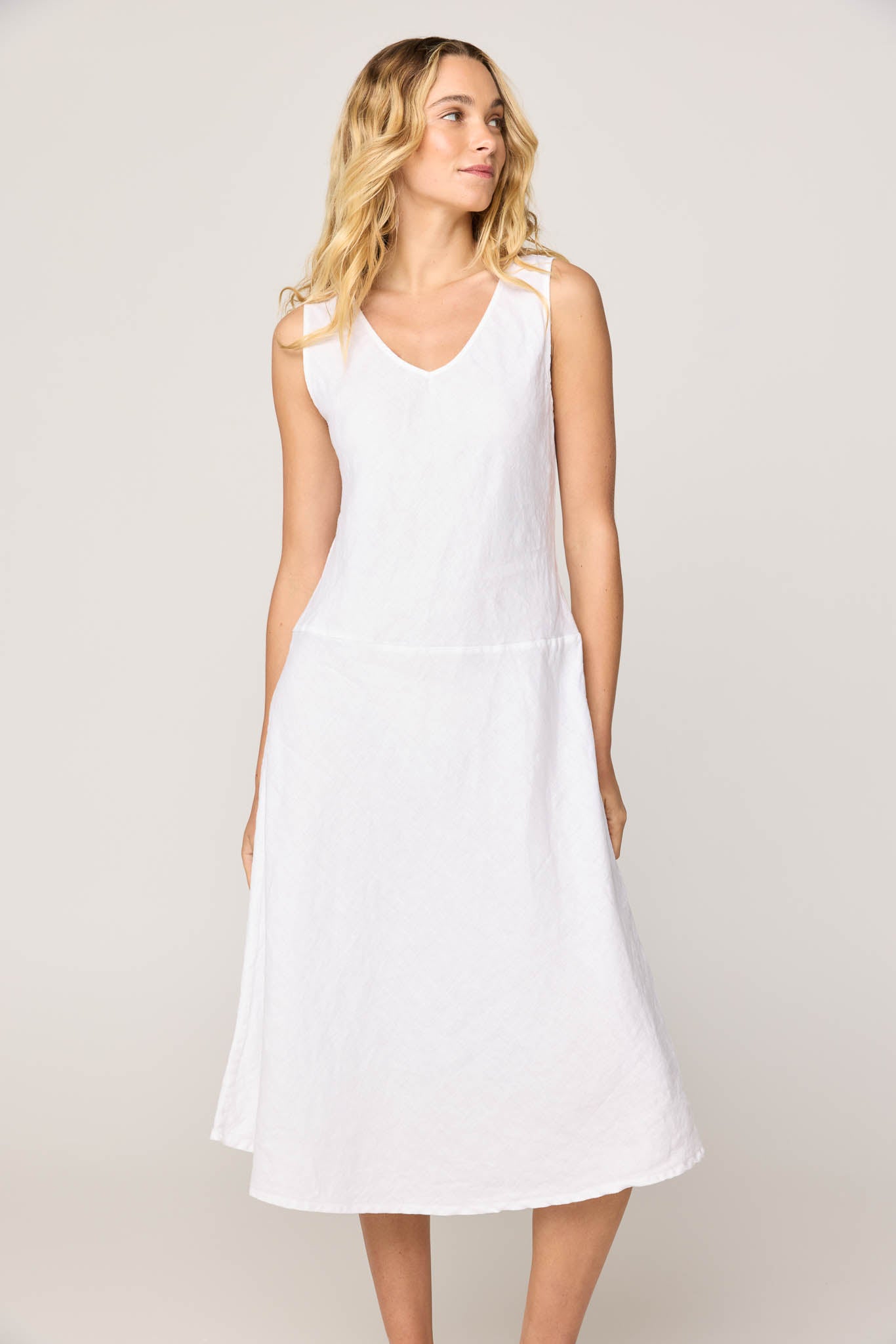 PALM BIAS DRESS - BLANC