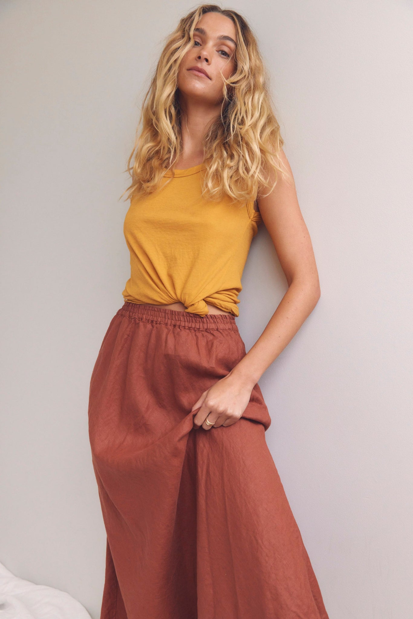 PALM BIAS SKIRT - COPPER