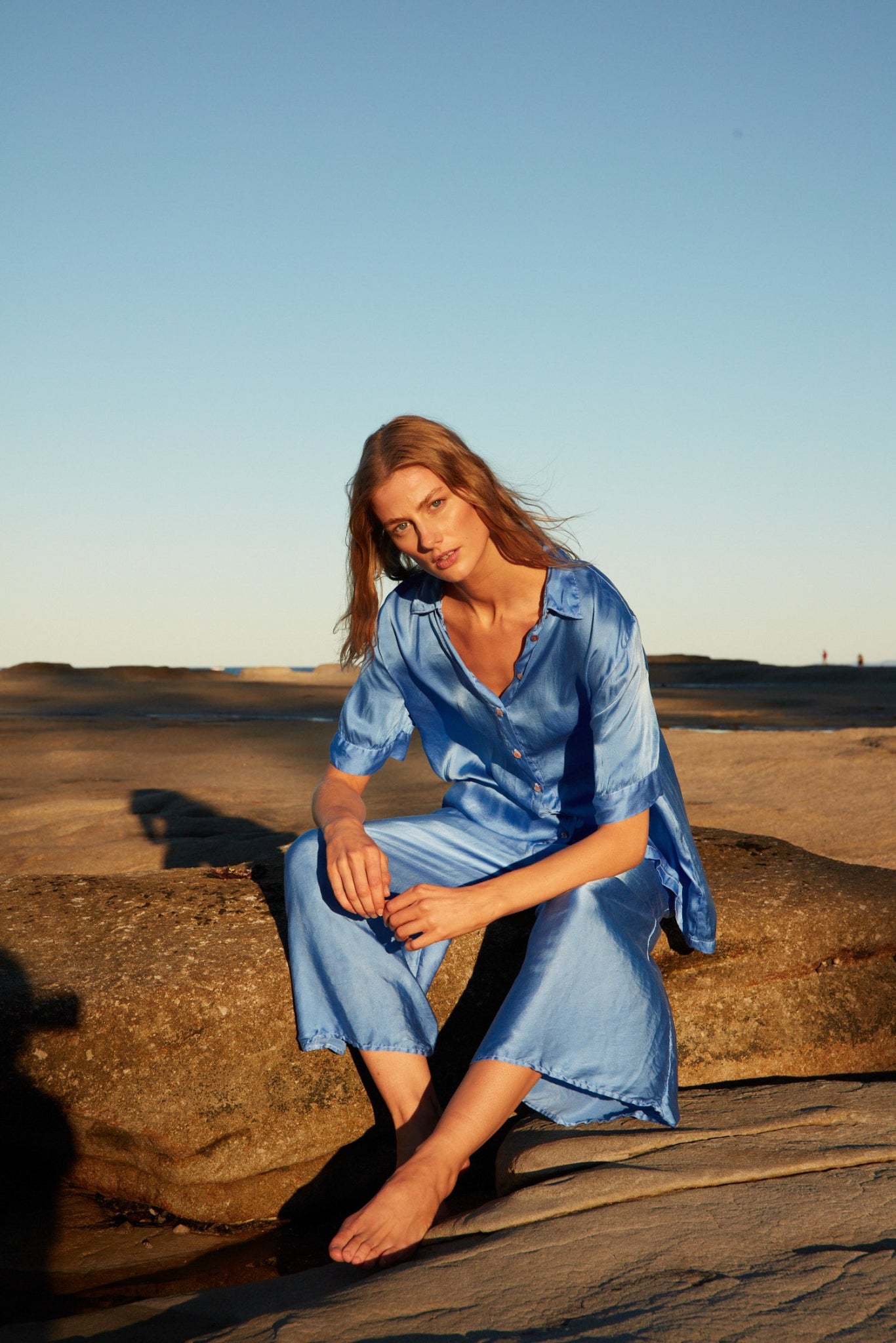 GLOSSED LOOSE PANT - SAPPHIRE