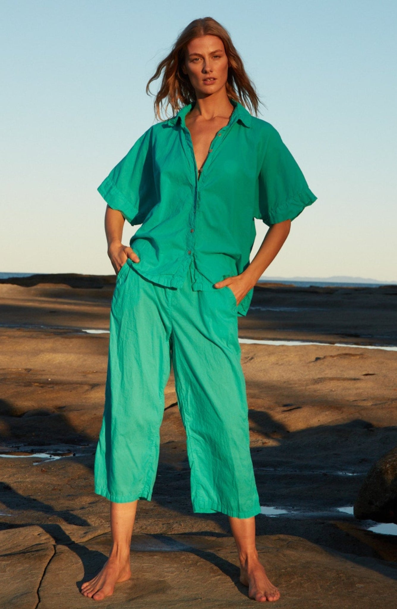 HOLIDAY CROPPED PANT - TURQUOISE